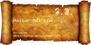 Halter Mária névjegykártya